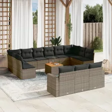   vidaXL 14 részes szürke polyrattan kerti ülőgarnitúra párnákkal