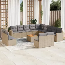   vidaXL 14 részes bézs polyrattan kerti ülőgarnitúra párnával