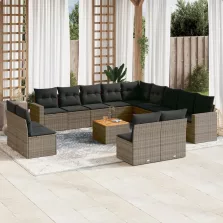   vidaXL 14 részes szürke polyrattan kerti ülőgarnitúra párnákkal