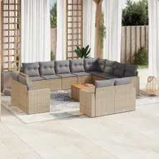   vidaXL 13 részes bézs polyrattan kerti ülőgarnitúra párnákkal