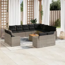   vidaXL 13 részes szürke polyrattan kerti ülőgarnitúra párnákkal