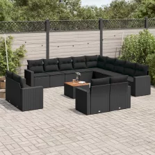   vidaXL 14 részes fekete polyrattan kerti ülőgarnitúra párnákkal