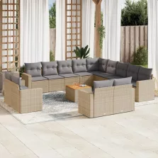   vidaXL 14 részes bézs polyrattan kerti ülőgarnitúra párnával