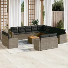   vidaXL 14 részes szürke polyrattan kerti ülőgarnitúra párnákkal