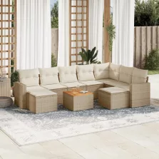   vidaXL 10 részes bézs polyrattan kerti ülőgarnitúra párnával