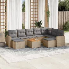   vidaXL 10 részes bézs polyrattan kerti ülőgarnitúra párnával
