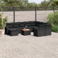  vidaXL 11 részes fekete polyrattan kerti ülőgarnitúra párnákkal