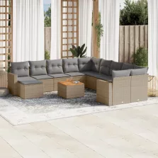   vidaXL 12 részes bézs polyrattan kerti ülőgarnitúra párnákkal