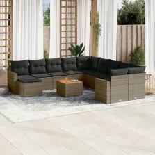   vidaXL 12 részes szürke polyrattan kerti ülőgarnitúra párnákkal