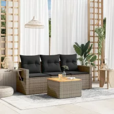   vidaXL 4 részes szürke polyrattan kerti ülőgarnitúra párnákkal