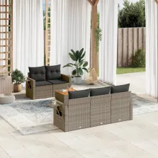   vidaXL 6 részes szürke polyrattan kerti ülőgarnitúra párnákkal