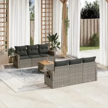   vidaXL 7 részes szürke polyrattan kerti ülőgarnitúra párnákkal