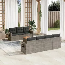   vidaXL 8 részes szürke polyrattan kerti ülőgarnitúra párnákkal
