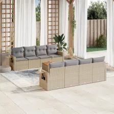   vidaXL 9 részes bézs polyrattan kerti ülőgarnitúra párnákkal
