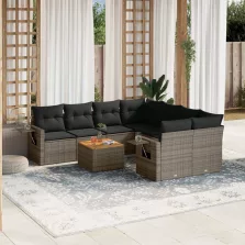   vidaXL 9 részes szürke polyrattan kerti ülőgarnitúra párnákkal