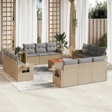   vidaXL 13 részes bézs polyrattan kerti ülőgarnitúra párnákkal