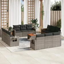   vidaXL 13 részes szürke polyrattan kerti ülőgarnitúra párnákkal