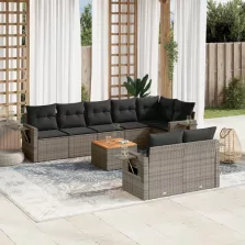   vidaXL 9 részes szürke polyrattan kerti ülőgarnitúra párnákkal