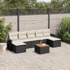   vidaXL 8 részes fekete polyrattan kerti ülőgarnitúra párnákkal