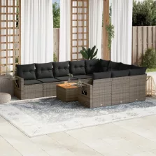   vidaXL 11 részes szürke polyrattan kerti ülőgarnitúra párnákkal
