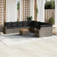   vidaXL 11 részes szürke polyrattan kerti ülőgarnitúra párnákkal