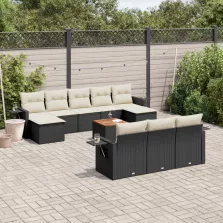   vidaXL 11 részes fekete polyrattan kerti ülőgarnitúra párnákkal