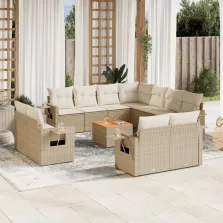   vidaXL 12 részes bézs polyrattan kerti ülőgarnitúra párnákkal