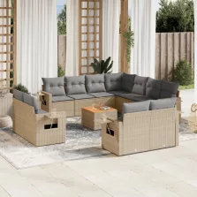   vidaXL 12 részes bézs polyrattan kerti ülőgarnitúra párnákkal