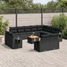   vidaXL 13 részes fekete polyrattan kerti ülőgarnitúra párnákkal