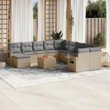   vidaXL 12 részes bézs polyrattan kerti ülőgarnitúra párnákkal