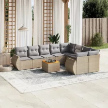   vidaXL 10 részes bézs polyrattan kerti ülőgarnitúra párnával