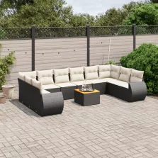   vidaXL 11 részes fekete polyrattan kerti ülőgarnitúra párnákkal