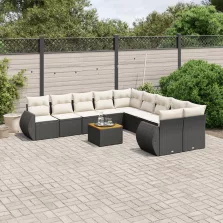   vidaXL 11 részes fekete polyrattan kerti ülőgarnitúra párnákkal