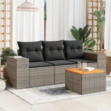   vidaXL 4 részes szürke polyrattan kerti ülőgarnitúra párnákkal