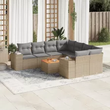   vidaXL 9 részes bézs polyrattan kerti ülőgarnitúra párnákkal