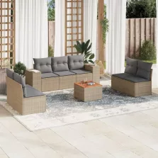   vidaXL 8 részes bézs polyrattan kerti ülőgarnitúra párnával