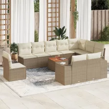   vidaXL 11 részes bézs polyrattan kerti ülőgarnitúra párnákkal