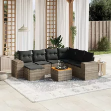   vidaXL 8 részes szürke polyrattan kerti ülőgarnitúra párnákkal