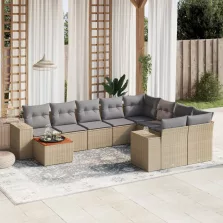   vidaXL 10 részes bézs polyrattan kerti ülőgarnitúra párnával