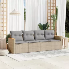   vidaXL 4 részes vegyes bézs polyrattan kerti ülőgarnitúra párnákkal