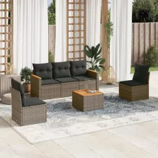   vidaXL 6 részes szürke polyrattan kerti ülőgarnitúra párnákkal