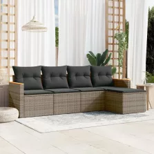   vidaXL 5 részes szürke polyrattan kerti ülőgarnitúra párnákkal