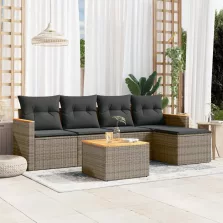   vidaXL 6 részes szürke polyrattan kerti ülőgarnitúra párnákkal