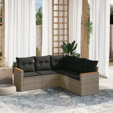   vidaXL 5 részes szürke polyrattan kerti ülőgarnitúra párnákkal