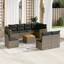   vidaXL 9 részes szürke polyrattan kerti ülőgarnitúra párnákkal