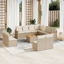  vidaXL 12 részes bézs polyrattan kerti ülőgarnitúra párnákkal