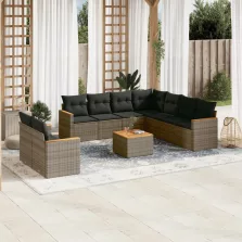   vidaXL 10 részes szürke polyrattan kerti ülőgarnitúra párnákkal