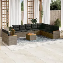   vidaXL 11 részes szürke polyrattan kerti ülőgarnitúra párnákkal