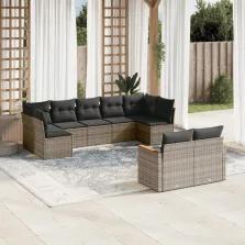   vidaXL 9 részes szürke polyrattan kerti ülőgarnitúra párnákkal