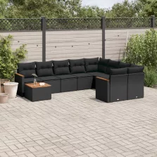   vidaXL 10 részes fekete polyrattan kerti ülőgarnitúra párnákkal